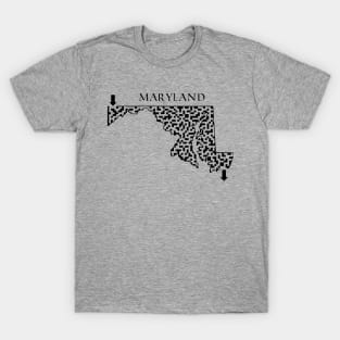 Maryland State Outline Maze & Labyrinth T-Shirt